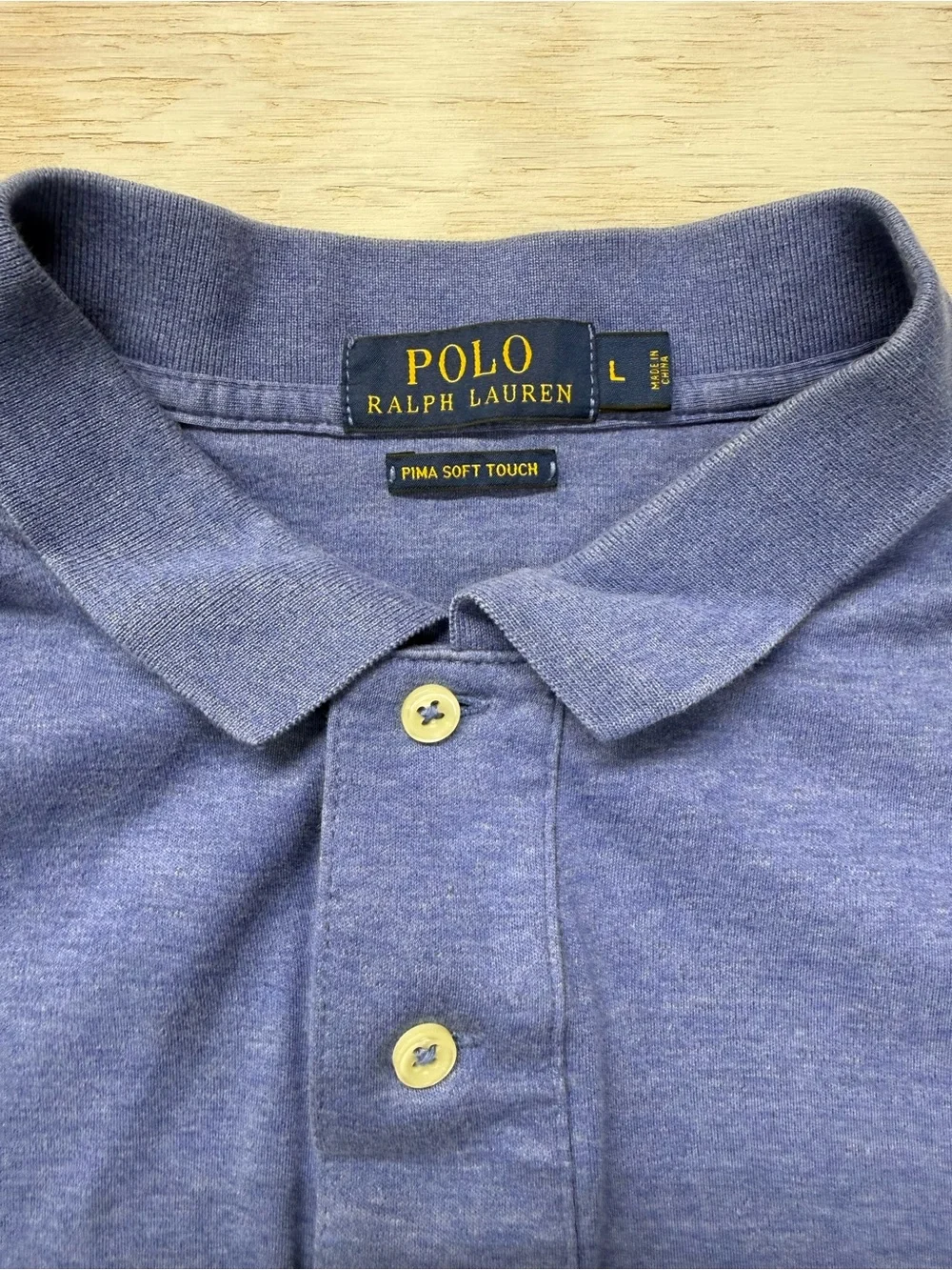 Polo Ralph Lauren Pima Soft Touch Shirt Blue Men’s Large Classic Fit Logo Casual